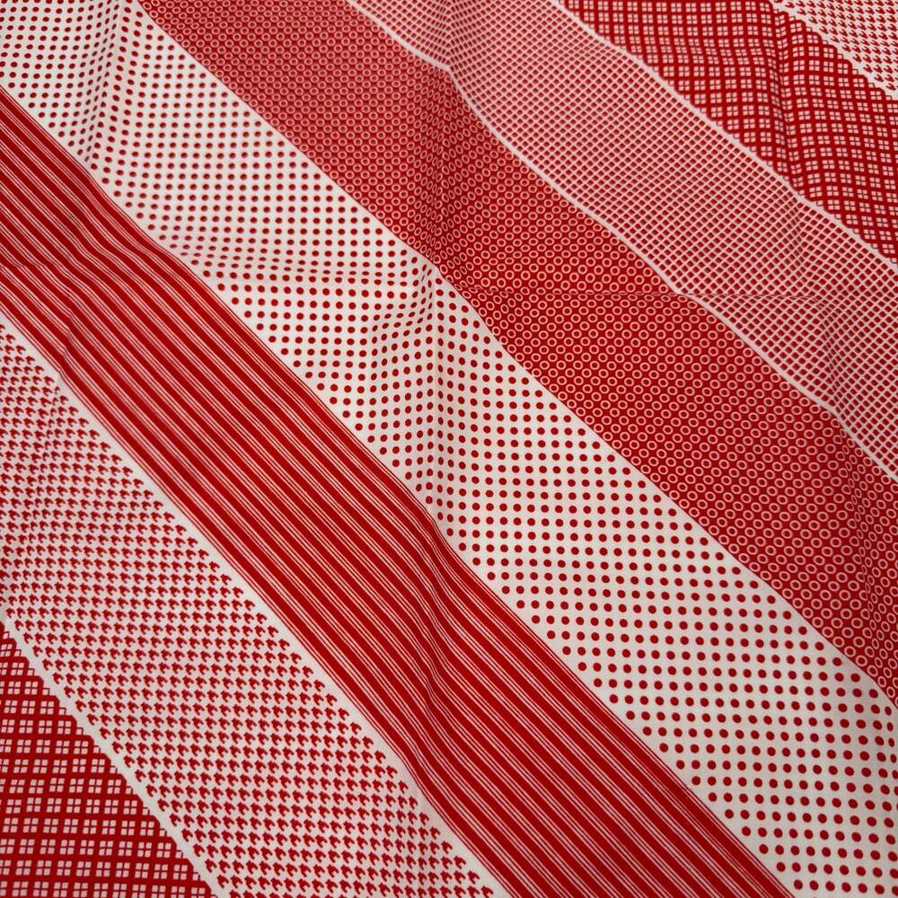 Glentex Vintage Red and White Mixed Pattern Geometric Square Scarf - Picture 2 of 4